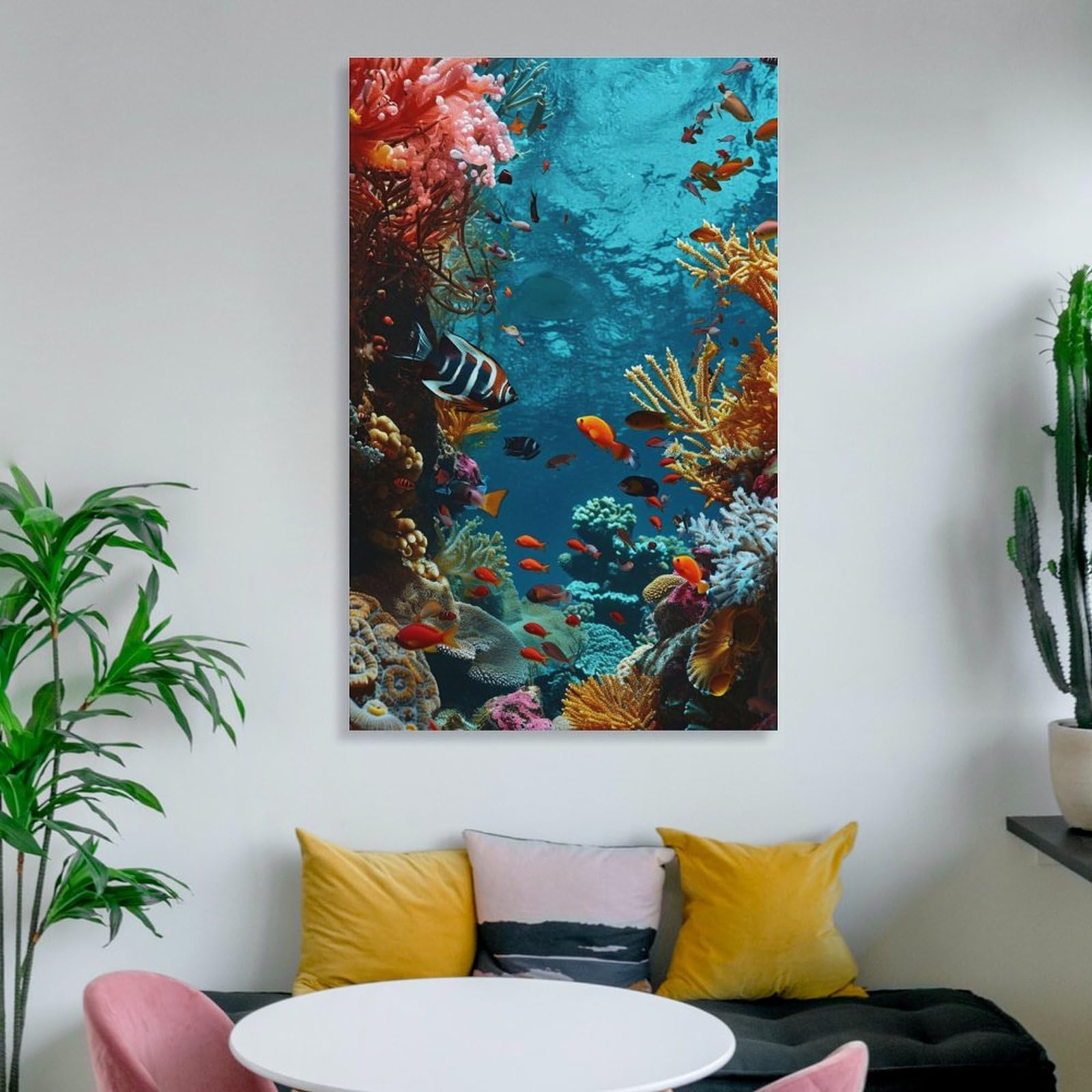 水彩画 自然 風景画 魚 海 絵画 インテリア アジアン モノクロ バリ 壁